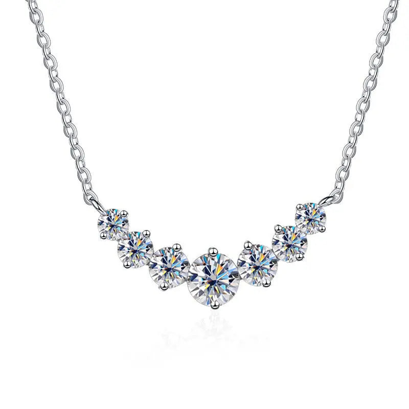 Moissanite Pendant Necklace – 925 Sterling Silver & 18K White Gold