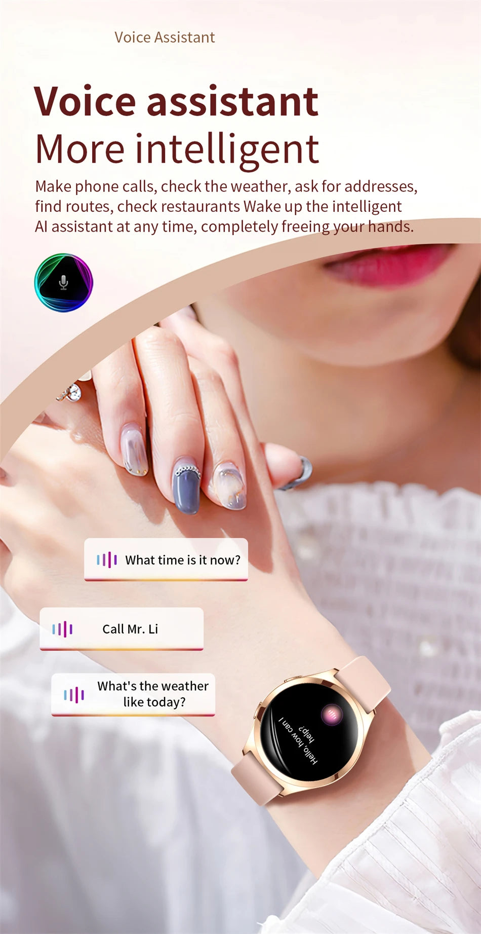 LIGE Women’s Smartwatch – 1.27” AMOLED HD Screen Bluetooth Call Watch