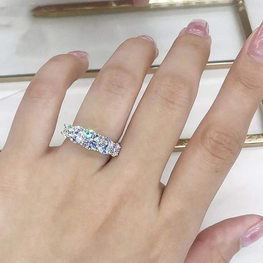 Silver Women’s Ring Set – Classic Round White Stone