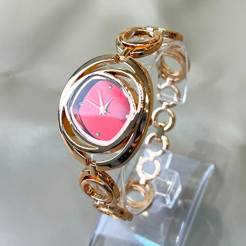 Women’s Classic Gold Bracelet Watch – Luxury Alloy Quartz Wristwatch