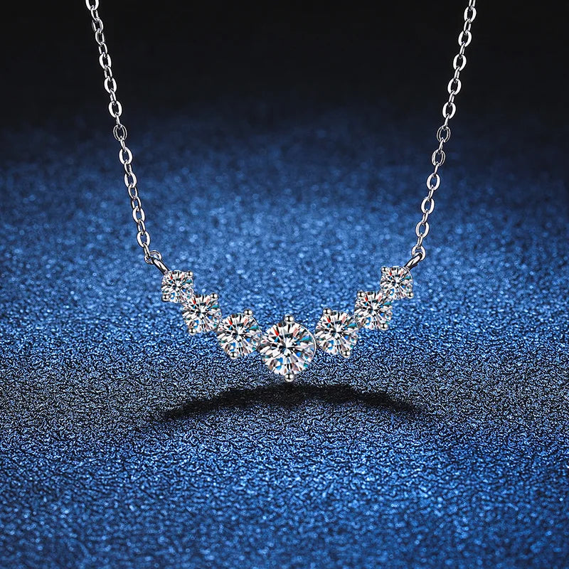 Moissanite Pendant Necklace – 925 Sterling Silver & 18K White Gold