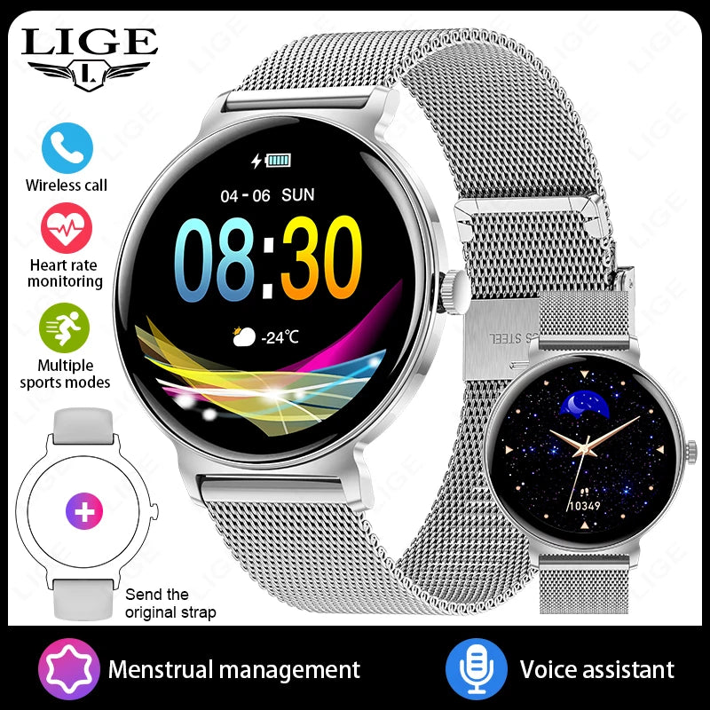 LIGE 2025 Women’s Smartwatch – 1.27” Full Touch Bluetooth Call Fitness Watch