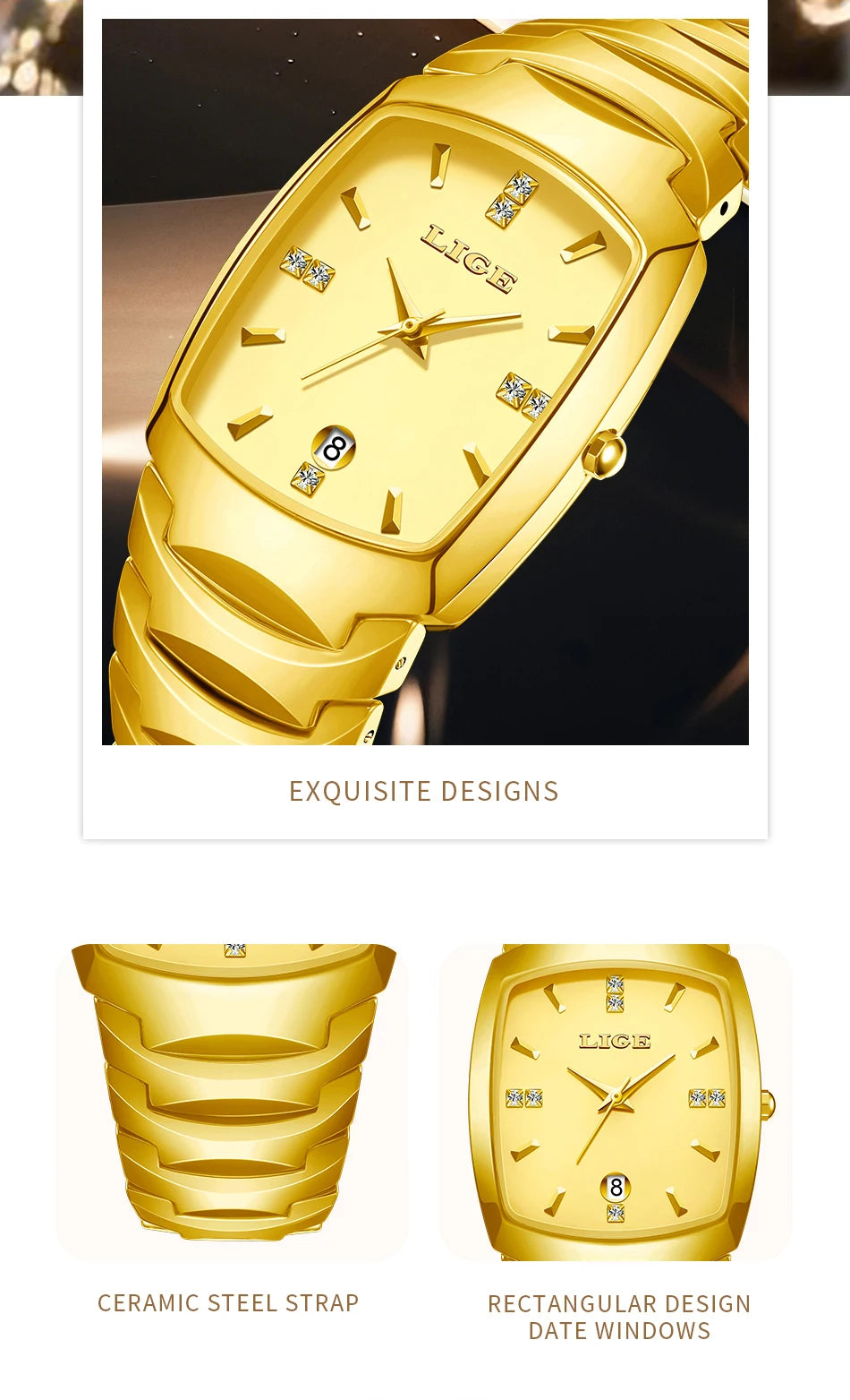 LIGE Women’s Luxury Watch – Elegant Stainless Steel Quartz with Calendar