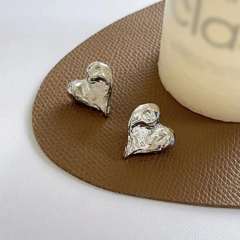 Gold Heart Stud Earrings – Minimalist Women’s Wedding Jewelry