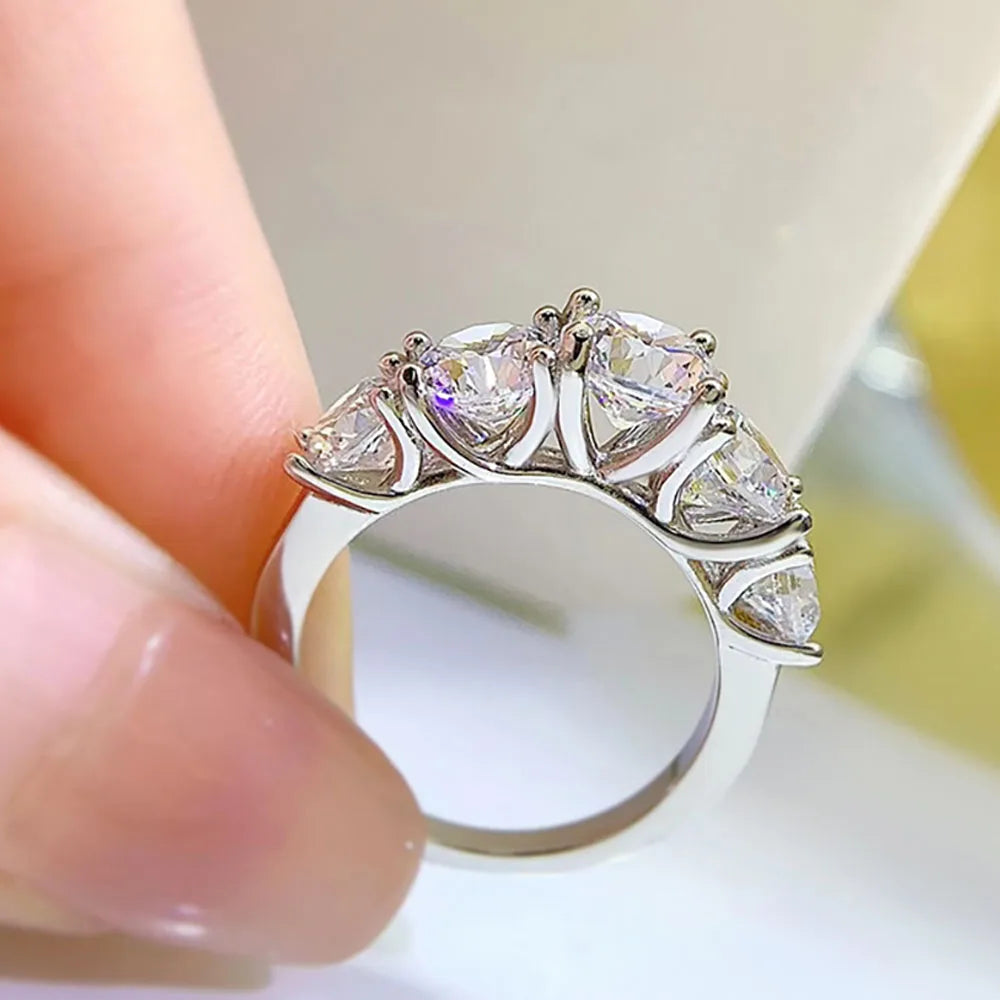 Silver Women’s Ring Set – Classic Round White Stone