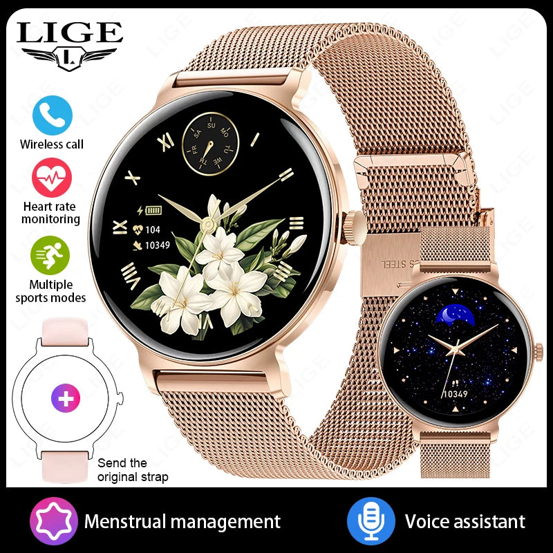 LIGE 2025 Women’s Smartwatch – 1.27” Full Touch Bluetooth Call Fitness Watch