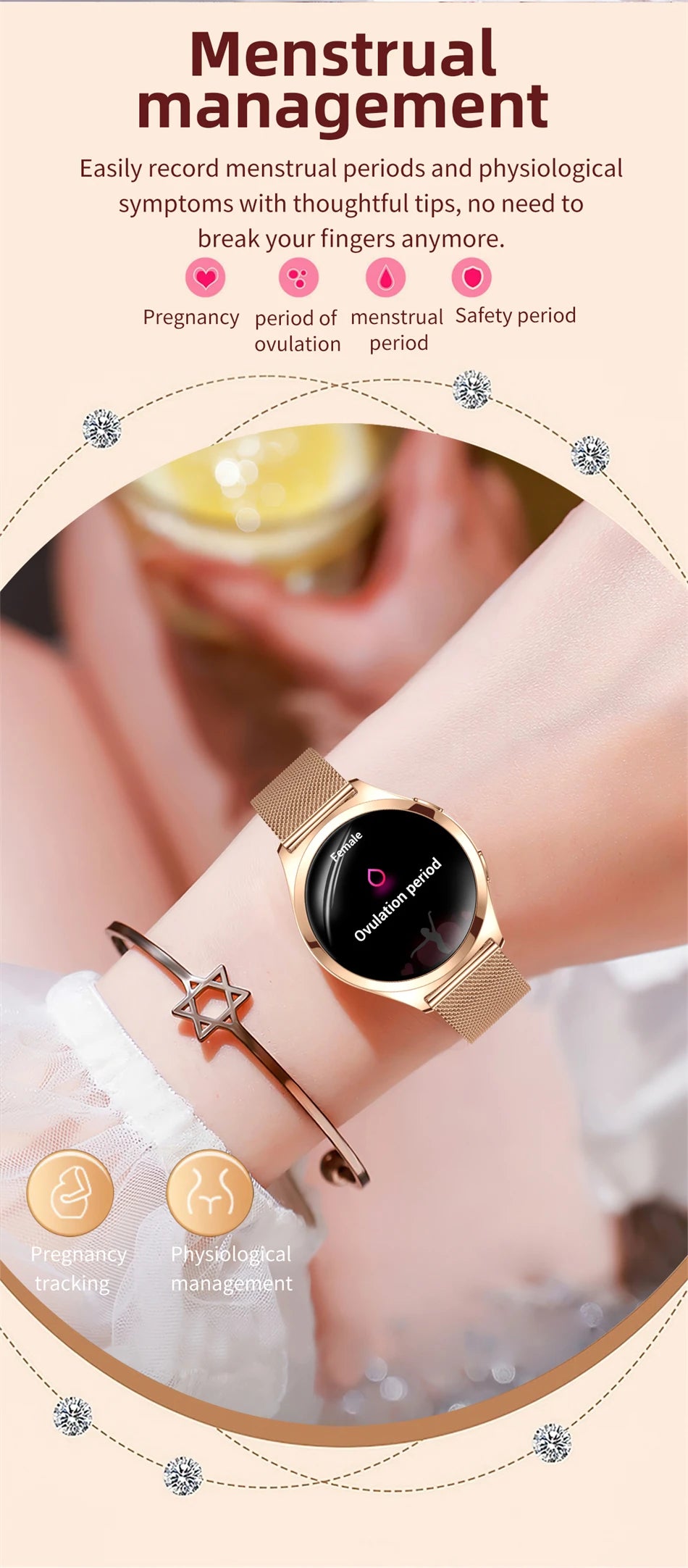 LIGE Women’s Smartwatch – 1.27” AMOLED HD Screen Bluetooth Call Watch