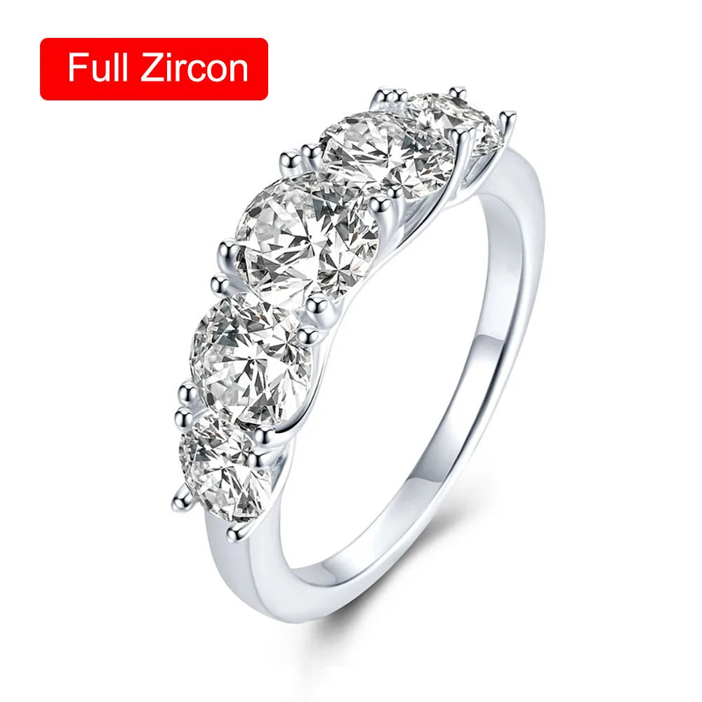 Silver Women’s Ring Set – Classic Round White Stone