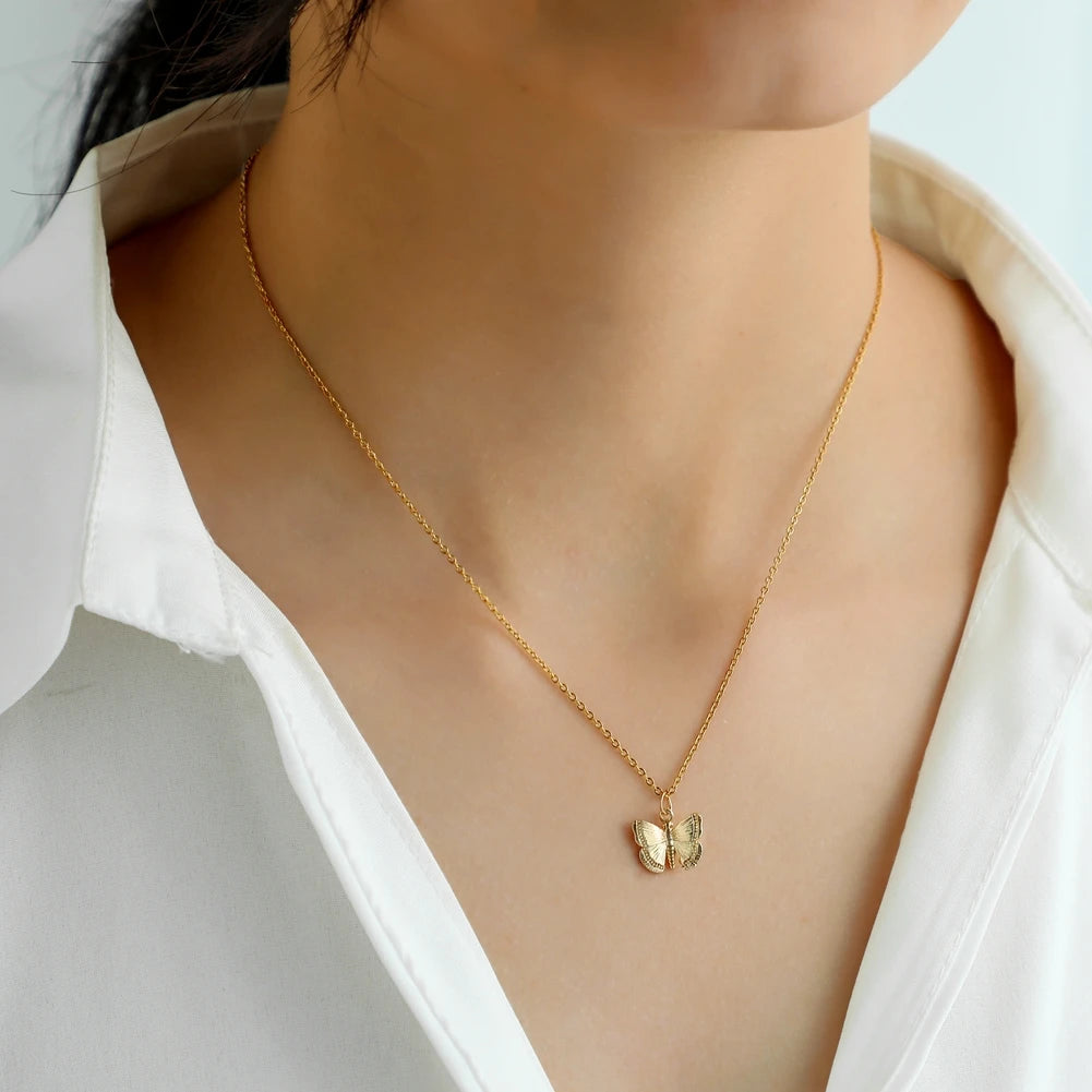 Multilayer Butterfly Necklace – Women’s Gold Stainless Steel Choker