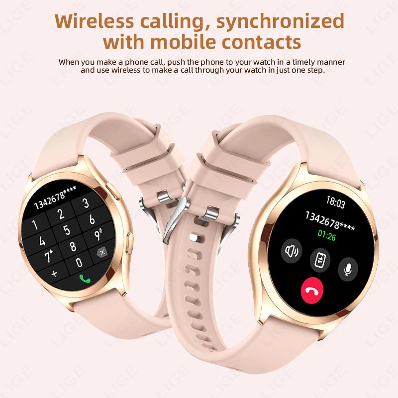 LIGE Women’s Smartwatch – 1.27” AMOLED HD Screen Bluetooth Call Watch