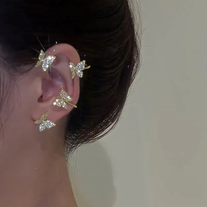 Butterfly Zircon Ear Cuff – Silver Plated Clip Earrings for Women