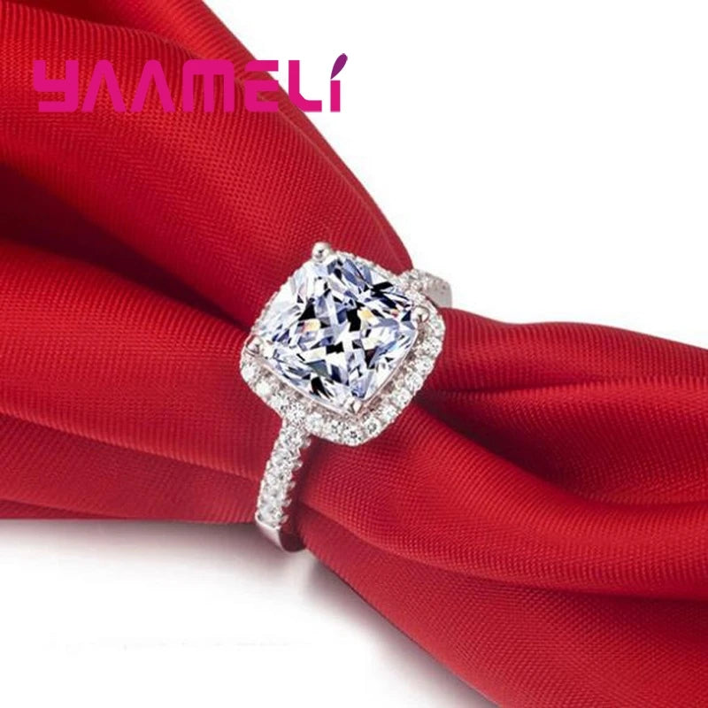 925 Sterling Silver Ring – Unisex Wedding Engagement Zircon Jewelry