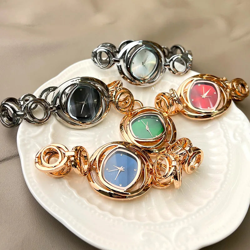 Women’s Classic Gold Bracelet Watch – Luxury Alloy Quartz Wristwatch