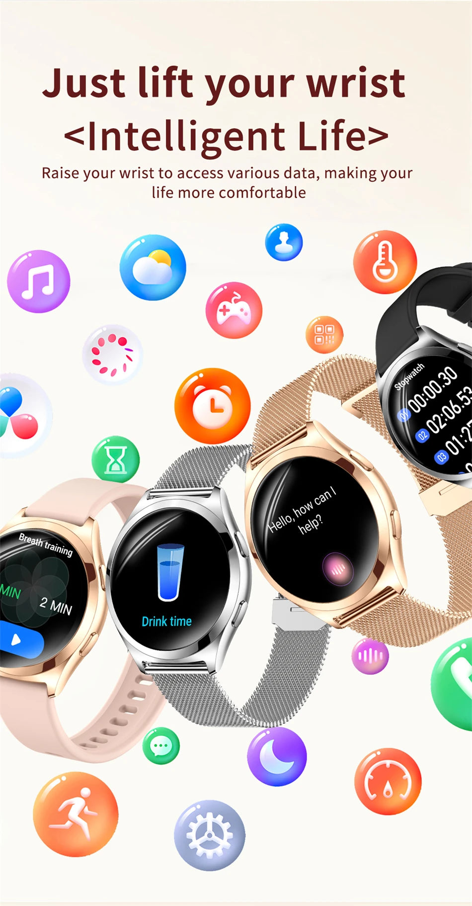 LIGE Women’s Smartwatch – 1.27” AMOLED HD Screen Bluetooth Call Watch