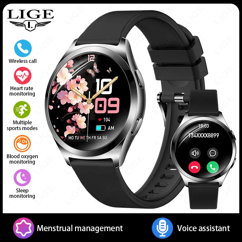 LIGE Women’s Smartwatch – 1.27” AMOLED HD Screen Bluetooth Call Watch