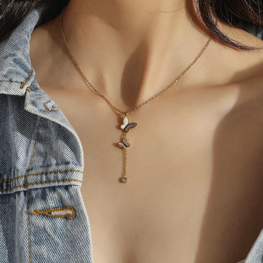 Multilayer Butterfly Necklace – Women’s Gold Stainless Steel Choker