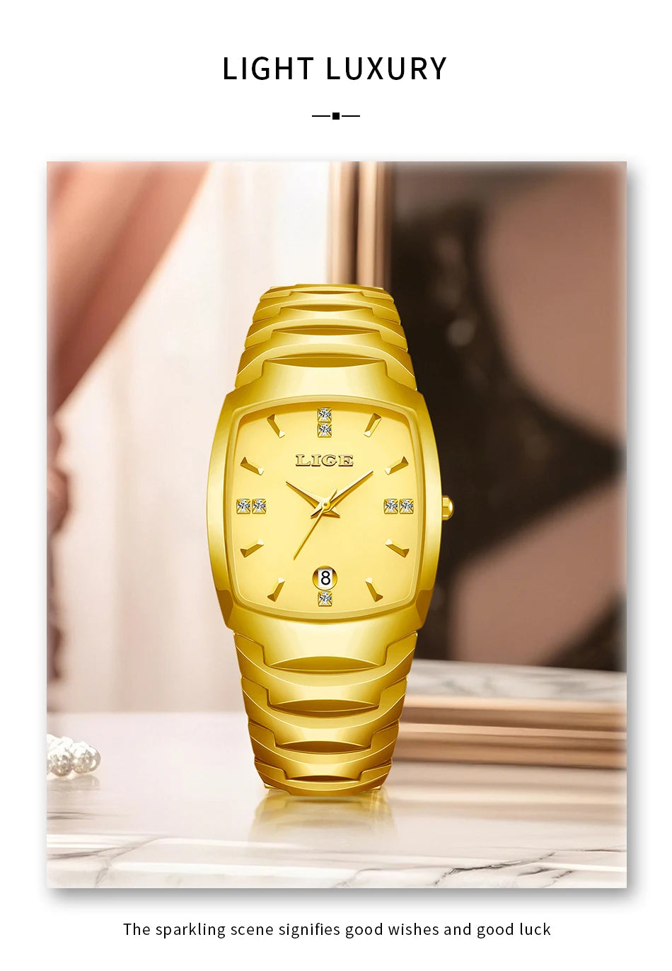 LIGE Women’s Luxury Watch – Elegant Stainless Steel Quartz with Calendar