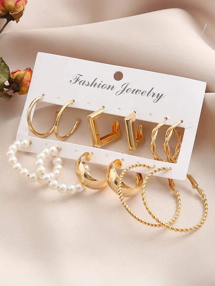 Geometric Stud Earrings Set – Exaggerated Women’s Fashion Jewelry