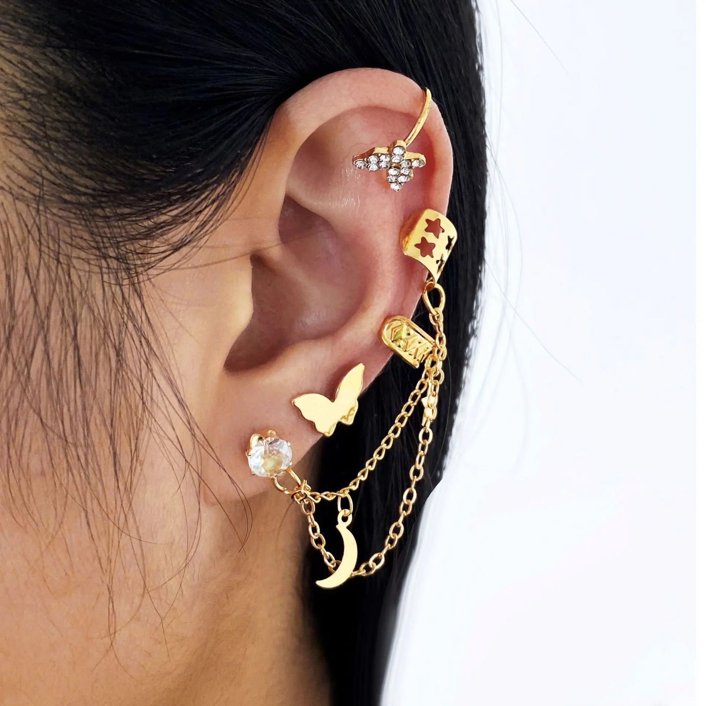 Butterfly Zircon Ear Cuff – Silver Plated Clip Earrings for Women