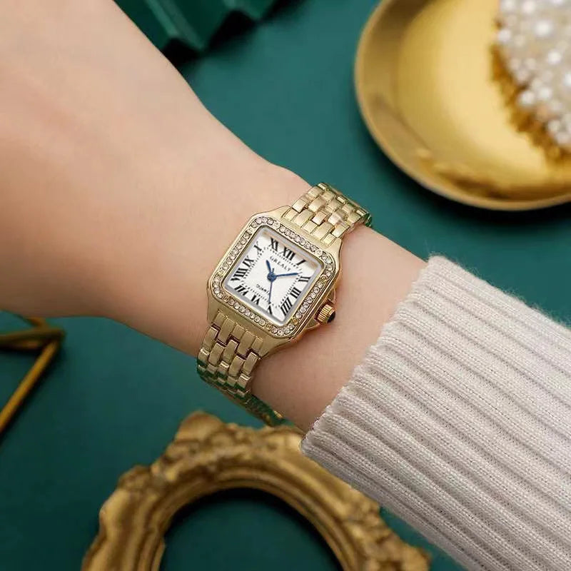 Women’s Gold Stainless Steel Watch – Luxury Business Quartz Wristwatch