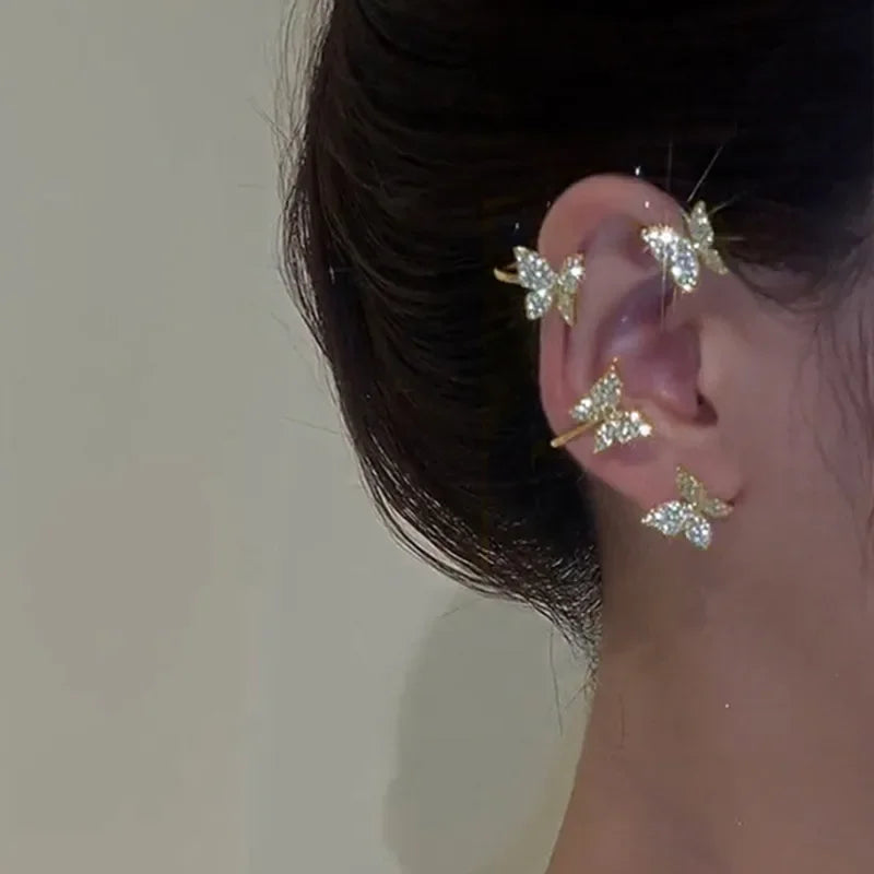 Butterfly Zircon Ear Cuff – Silver Plated Clip Earrings for Women