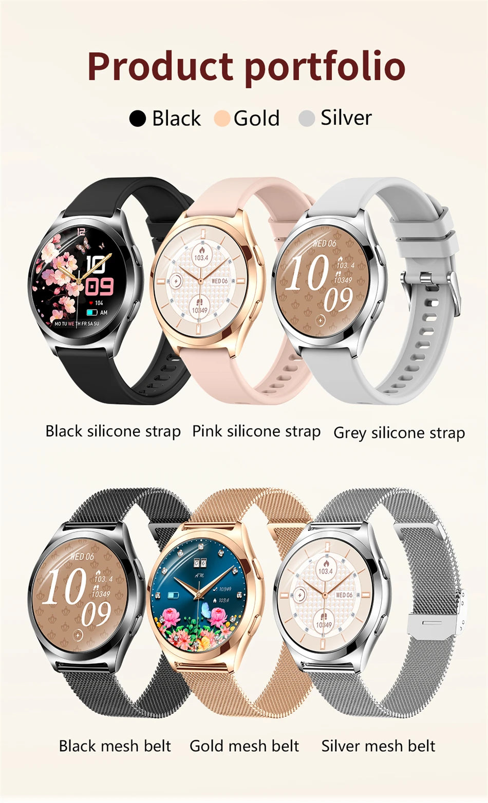 LIGE Women’s Smartwatch – 1.27” AMOLED HD Screen Bluetooth Call Watch