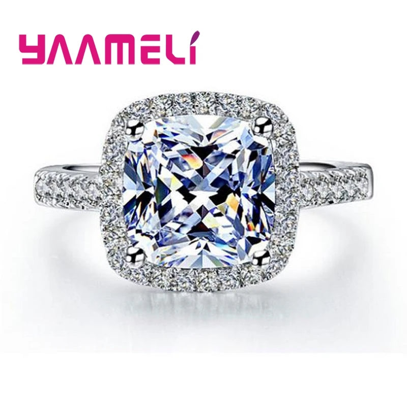 925 Sterling Silver Ring – Unisex Wedding Engagement Zircon Jewelry