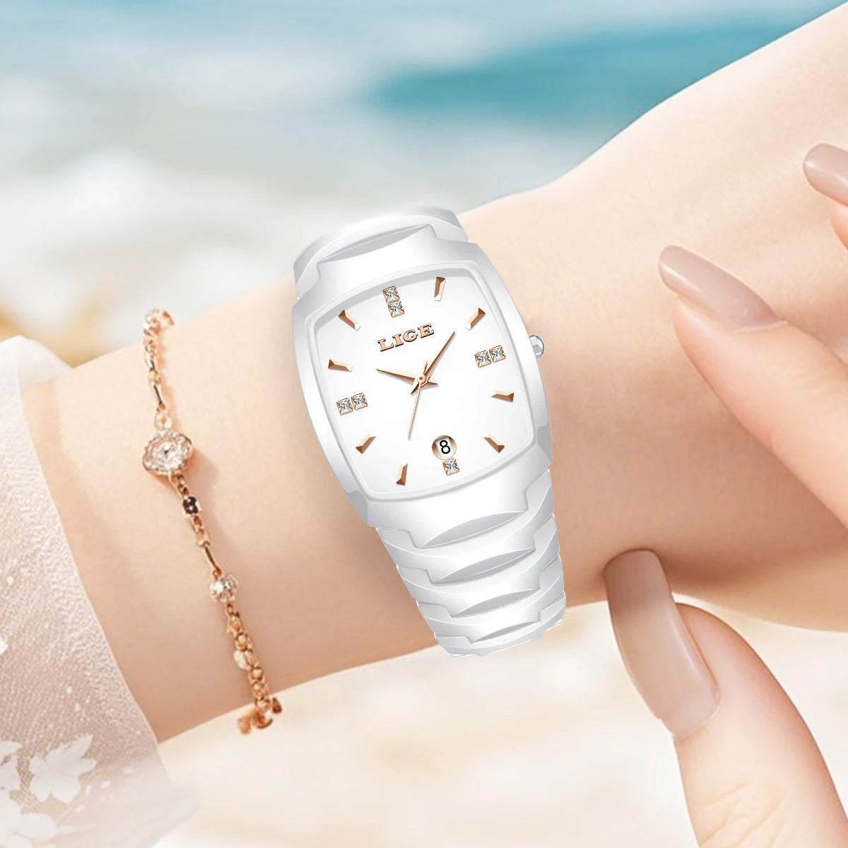 LIGE Women’s Luxury Watch – Elegant Stainless Steel Quartz with Calendar
