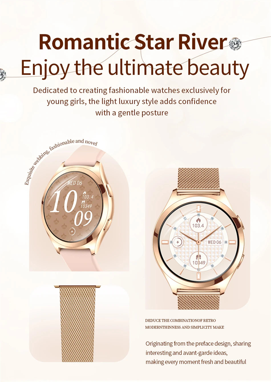 LIGE Women’s Smartwatch – 1.27” AMOLED HD Screen Bluetooth Call Watch
