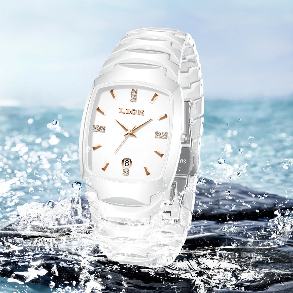 LIGE Women’s Luxury Watch – Elegant Stainless Steel Quartz with Calendar