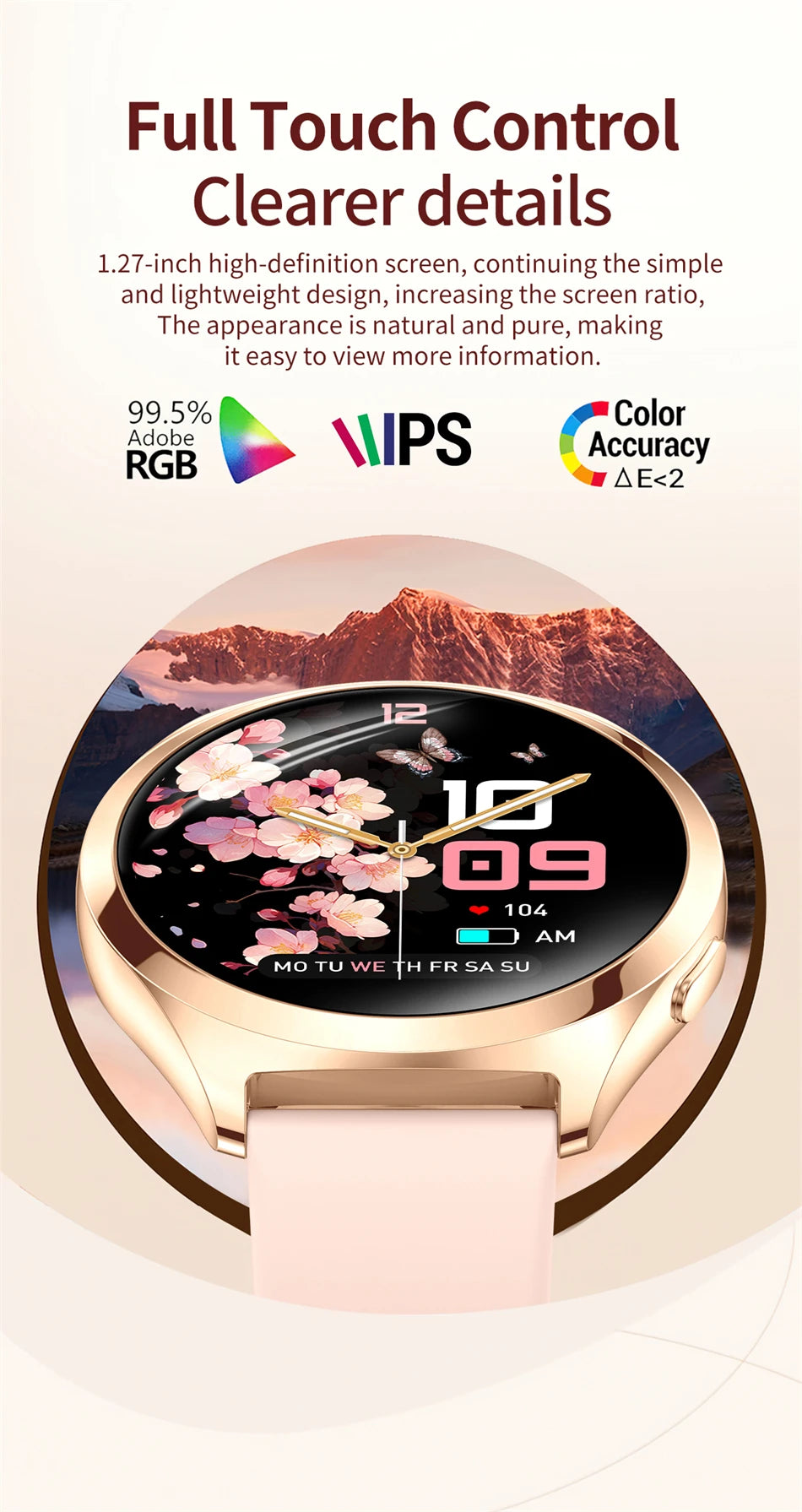LIGE Women’s Smartwatch – 1.27” AMOLED HD Screen Bluetooth Call Watch