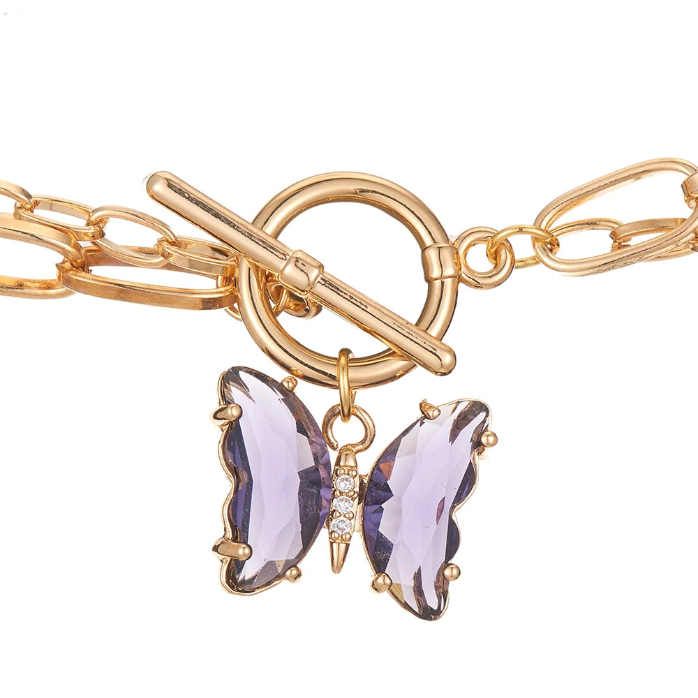 Multilayer Butterfly Necklace – Women’s Gold Stainless Steel Choker