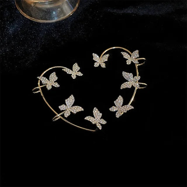 Butterfly Zircon Ear Cuff – Silver Plated Clip Earrings for Women