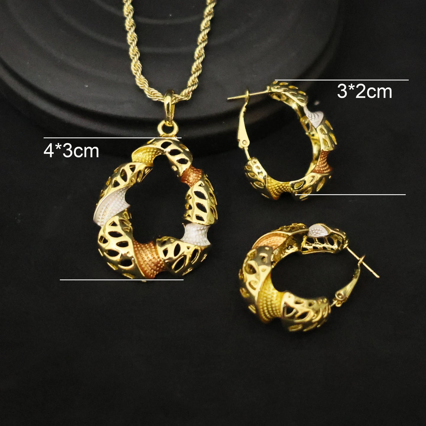 Elevate your elegance with this luxury 18K gold plated jewelry