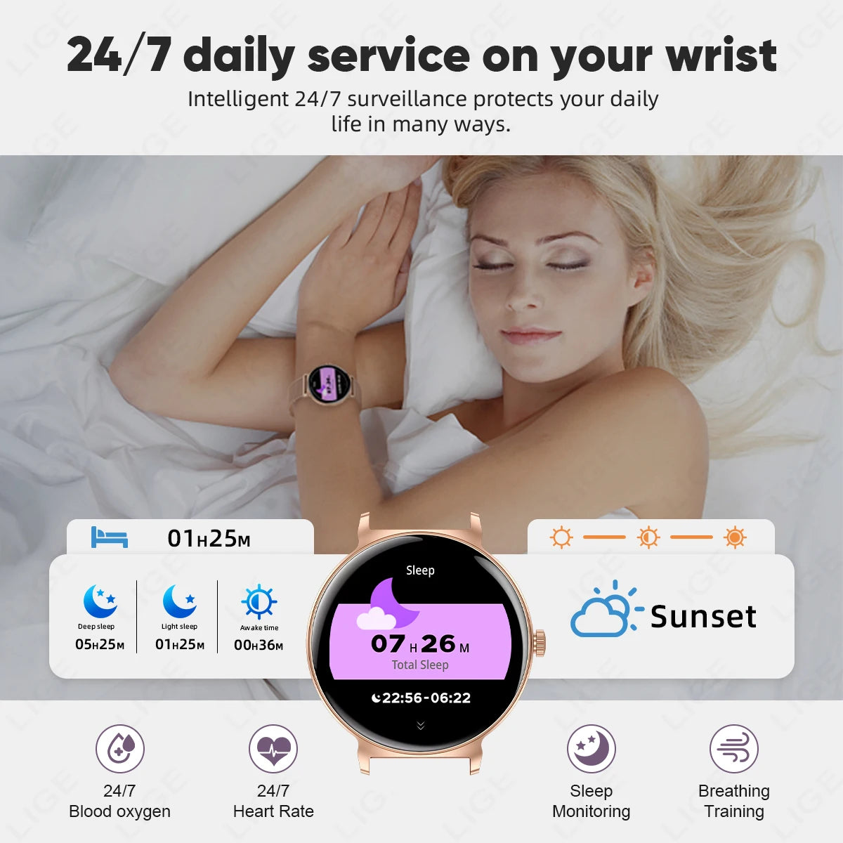 LIGE 2025 Women’s Smartwatch – 1.27” Full Touch Bluetooth Call Fitness Watch