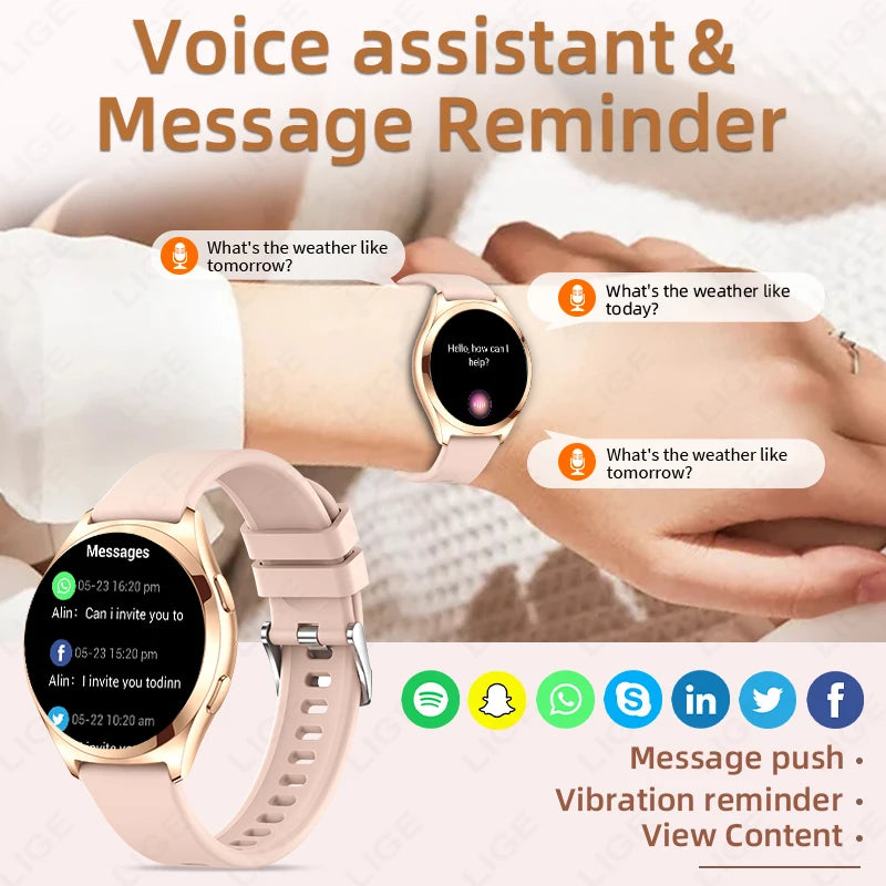LIGE Women’s Smartwatch – 1.27” AMOLED HD Screen Bluetooth Call Watch