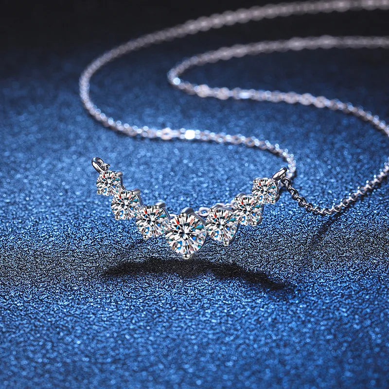 Moissanite Pendant Necklace – 925 Sterling Silver & 18K White Gold