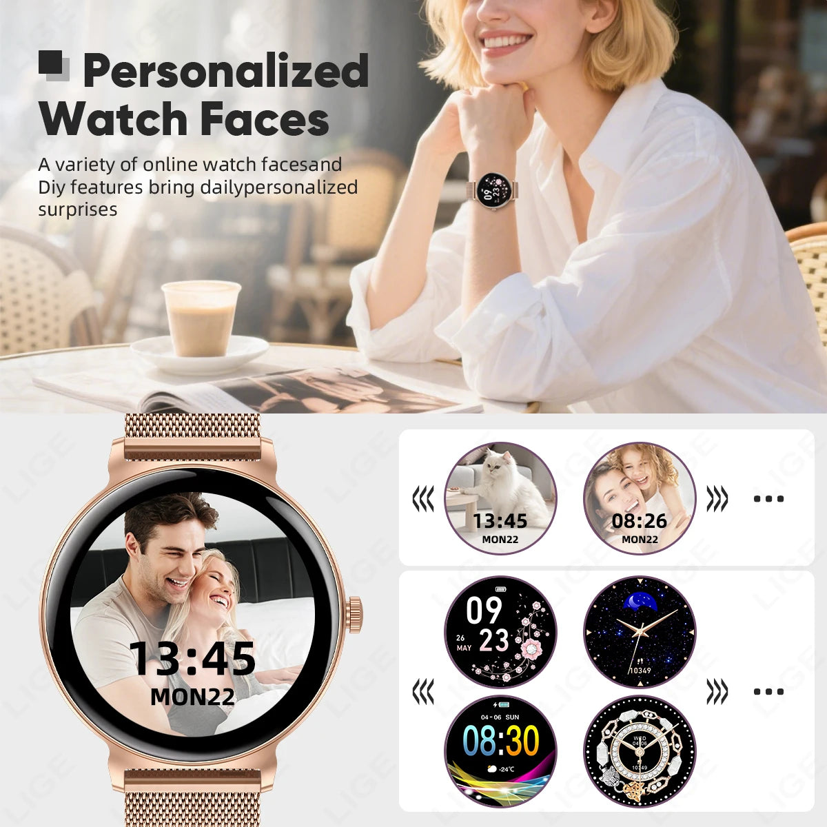 LIGE 2025 Women’s Smartwatch – 1.27” Full Touch Bluetooth Call Fitness Watch