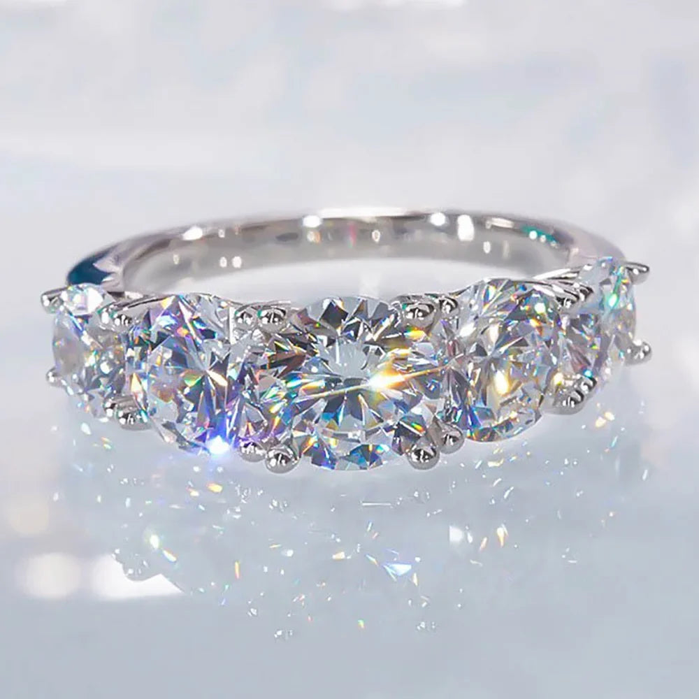 Silver Women’s Ring Set – Classic Round White Stone