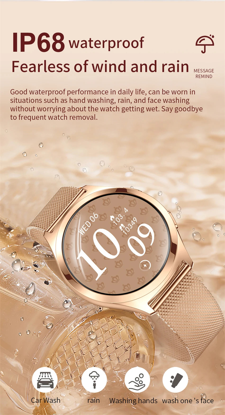 LIGE Women’s Smartwatch – 1.27” AMOLED HD Screen Bluetooth Call Watch