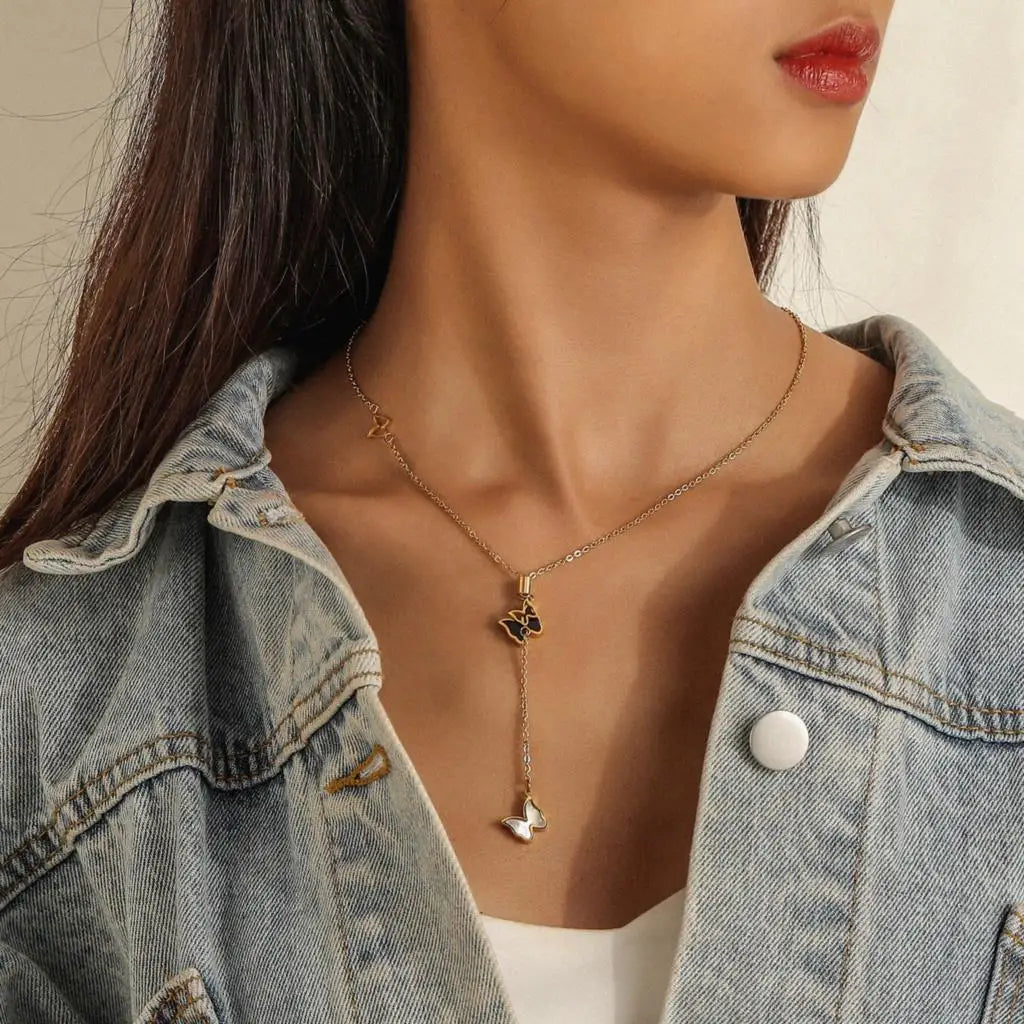 Multilayer Butterfly Necklace – Women’s Gold Stainless Steel Choker
