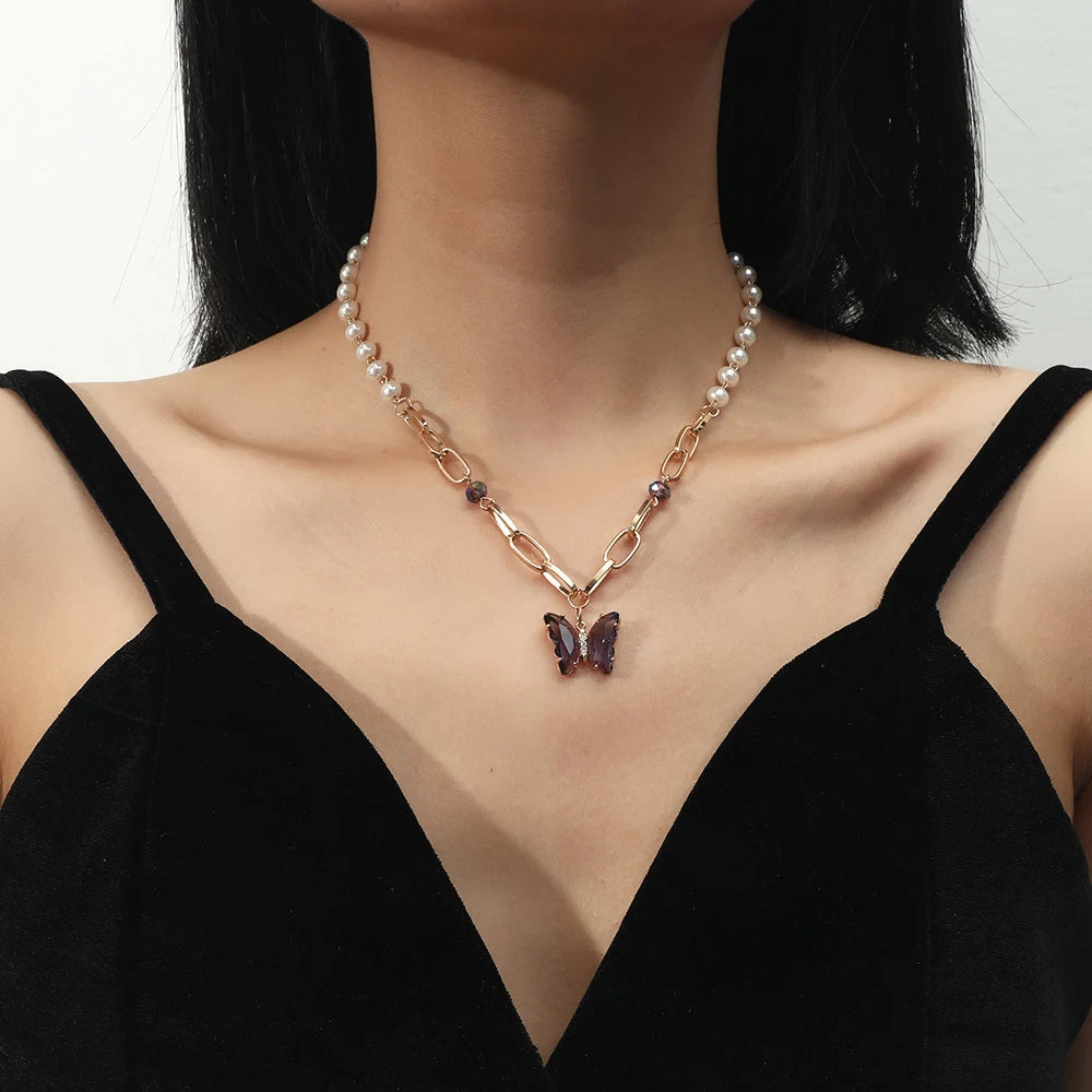 Multilayer Butterfly Necklace – Women’s Gold Stainless Steel Choker