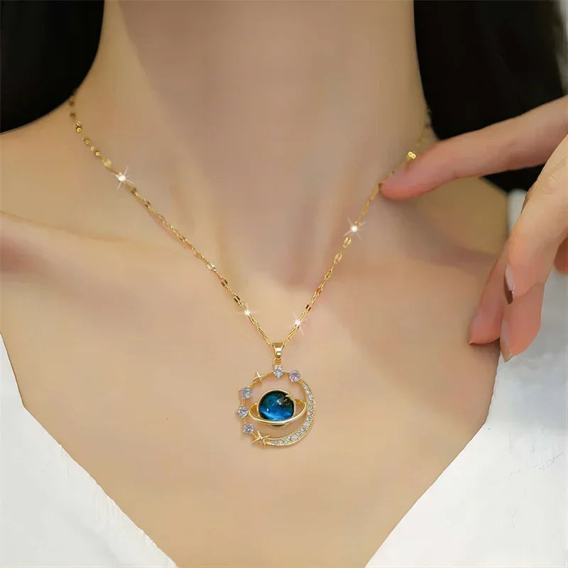 Delicate Starry Pendant Necklace – Women’s Zirconium Luxury Jewelry