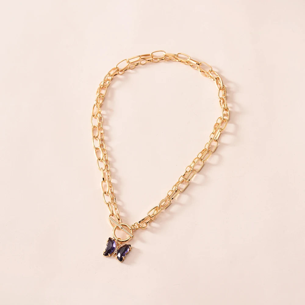 Multilayer Butterfly Necklace – Women’s Gold Stainless Steel Choker