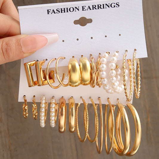 Geometric Stud Earrings Set – Exaggerated Women’s Fashion Jewelry