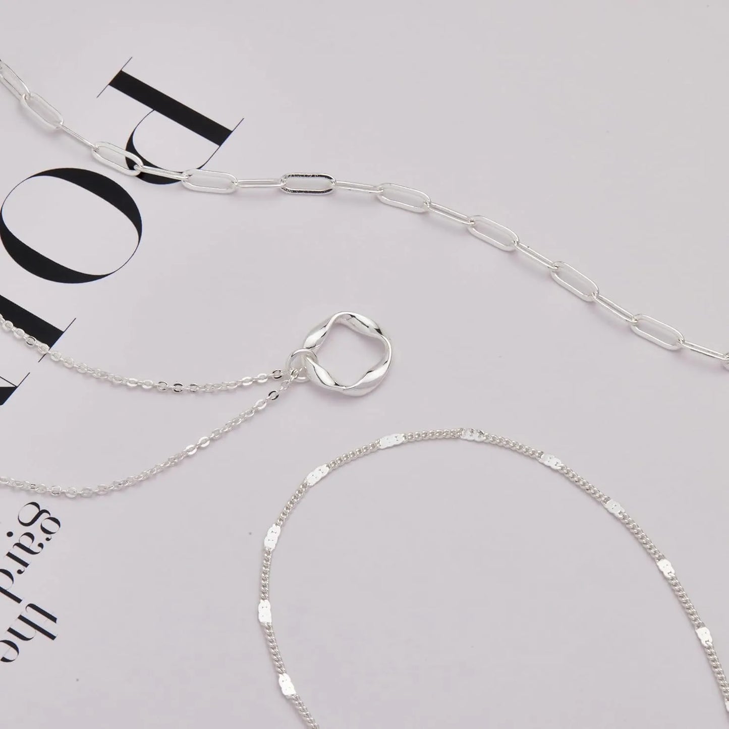 Layered Gold Necklace Set – Women’s 14K Plated Paperclip Chain Jewelry