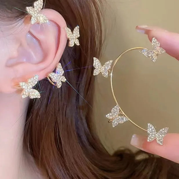 Butterfly Zircon Ear Cuff – Silver Plated Clip Earrings for Women