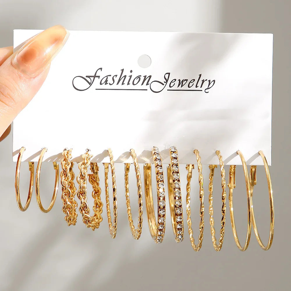 Geometric Stud Earrings Set – Exaggerated Women’s Fashion Jewelry