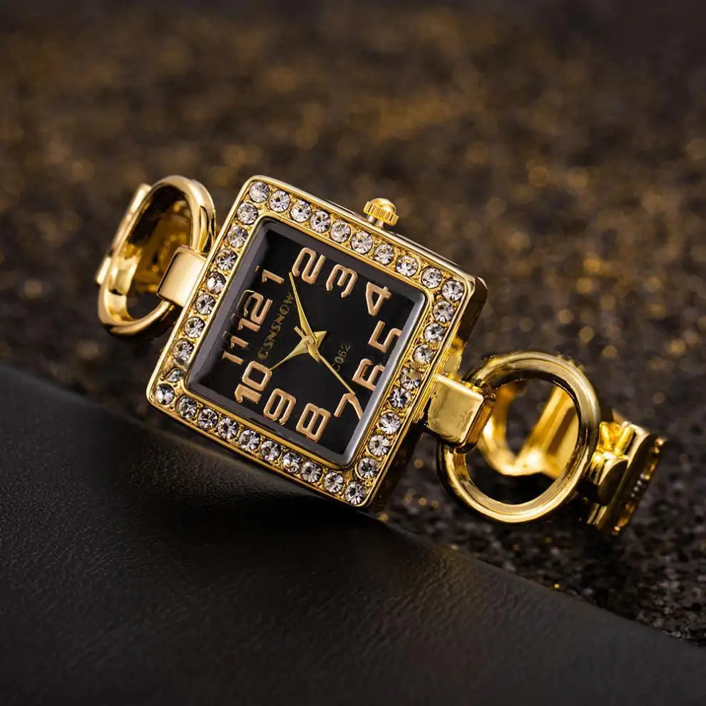 Women’s Gold Bracelet Watch – Stainless Steel Luxury Quartz Wristwatch