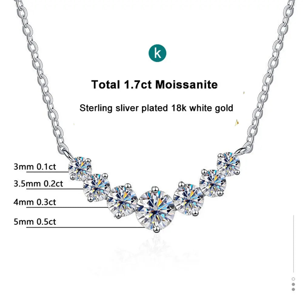 Moissanite Pendant Necklace – 925 Sterling Silver & 18K White Gold